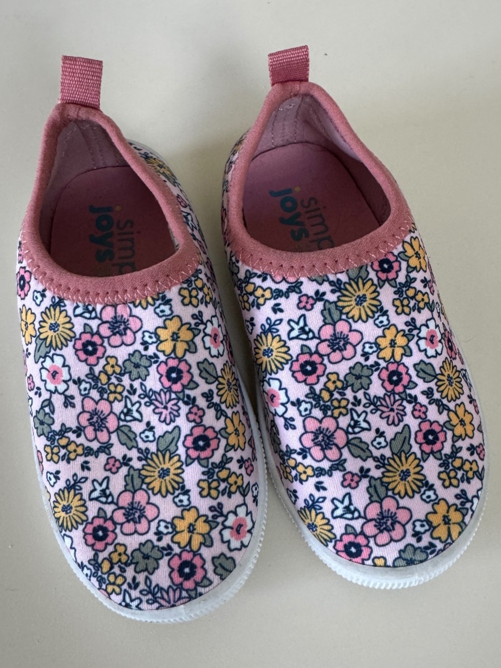 SIMPLE JOYS slip-on shoes, pink floral design, Toddler 7M